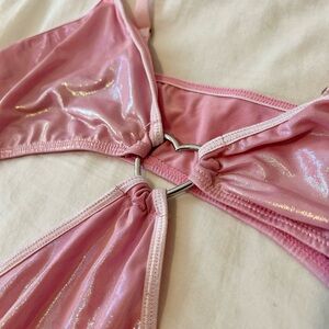 Sugar Thrillz Pink Fairy Iridescent Bodysuit with Heart detailing and ruffles